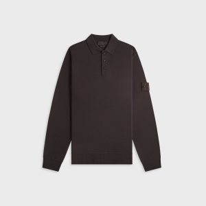 Stone Island Ghost Long Sleeve Polo - Dark Brown