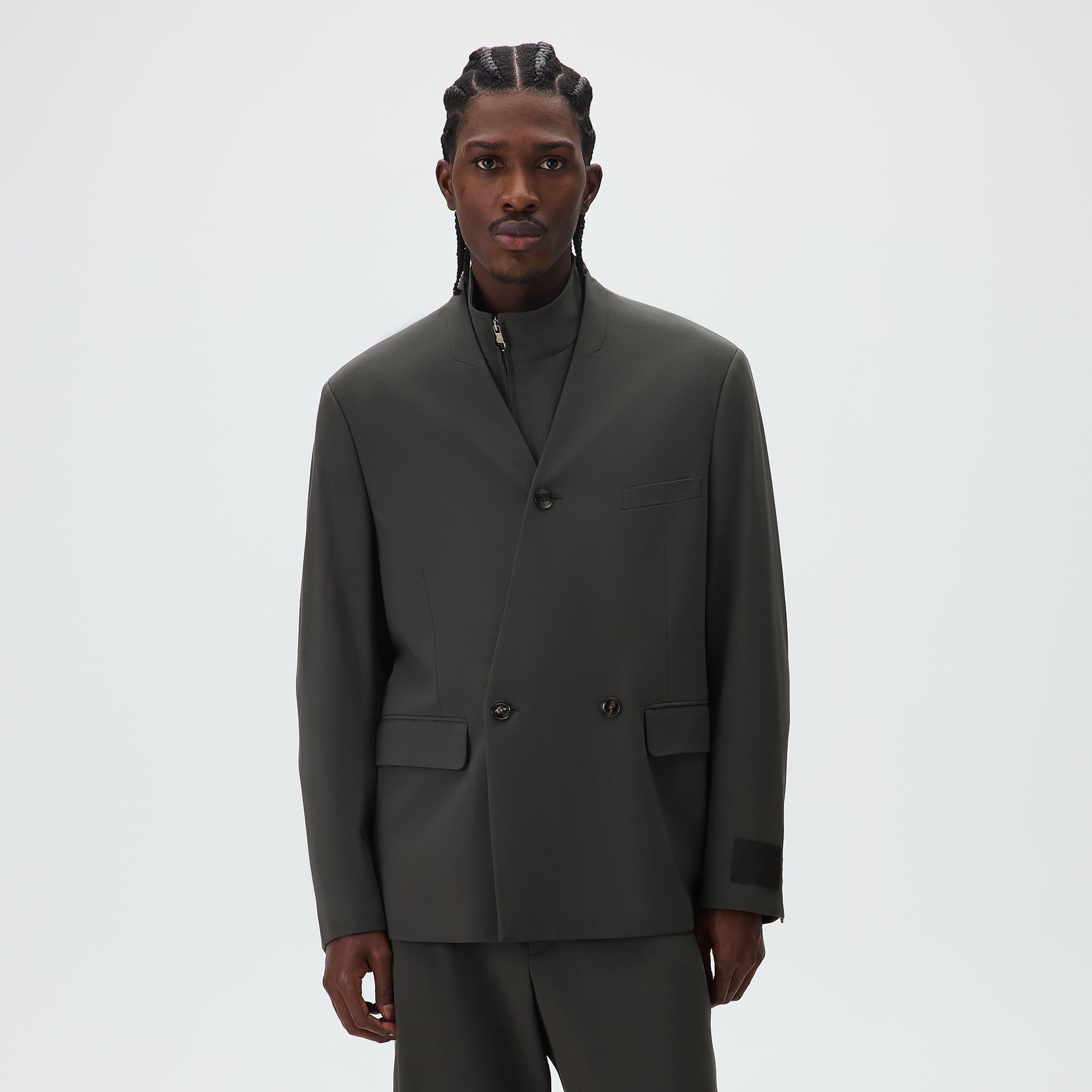 Giorgio Armani & Kith &Kin Milano Crepe Collarless Jacket - Dark Ash - Image 2