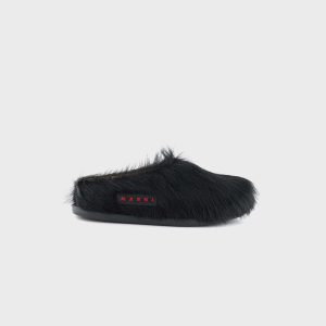 Marni GS Fussbett Pony Hair Mules - Black