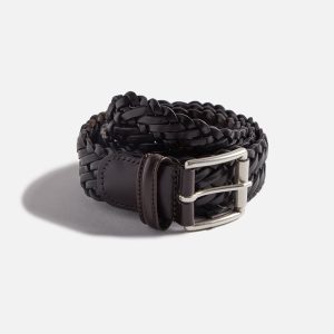 Anderson's Woven Leather Belt - Brown