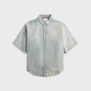 Acne Studios Mended Denim Shirt - Light Blue