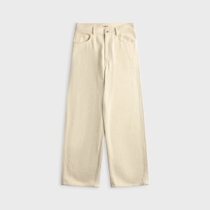Auralee Silk Nep Denim 5P Wide Pant - Ivory / White