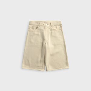 Auralee Silk Denim Wide Short - Ivory / White