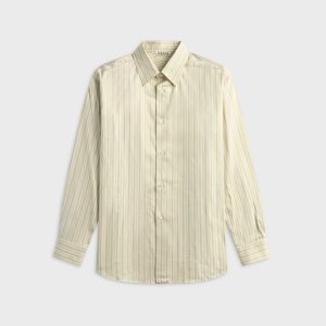 Auralee Cotton Silk Stripe Double Cuff Shirt - White