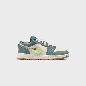 Jordan GS Air Jordan 1 Low SE - Sea Glass / Hasta / Gum Medium Brown / Light Lemon Twist