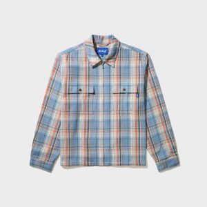 Awake NY Rivington Zip Flannel Shirt - Blue