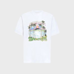 Casablanca Volcano-Print Logo Tee - White