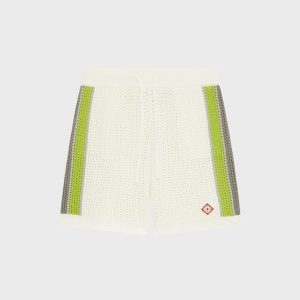 Casablanca Stripe Crochet Shorts - White