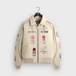 Kith & AVIREX for Olympics Heritage Leather Bomber Jacket - Tofu