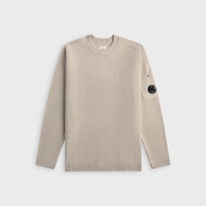 C.P. Company Cotton Chenille Crewneck Lens Sweater - Dove