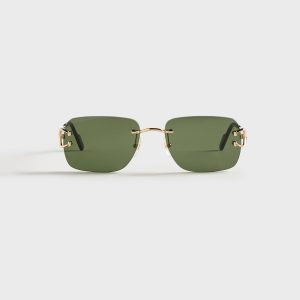 Cartier Piccadilly Man Metal Sunglasses - Gold / Green
