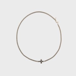 Emanuele Bicocchi Notre Dame Cross Chain Necklace - Silver