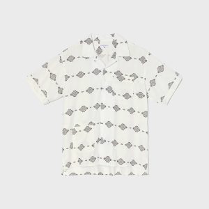 Engineered Garments Ikat Print Camp Shirt - White / Black