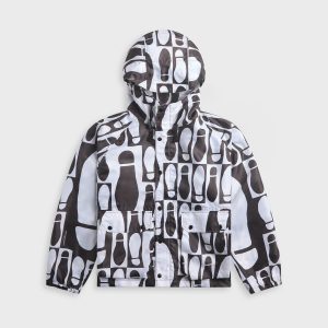 Engineered Garments Foot Print Polyester Pilot Twill Parka - White / Black