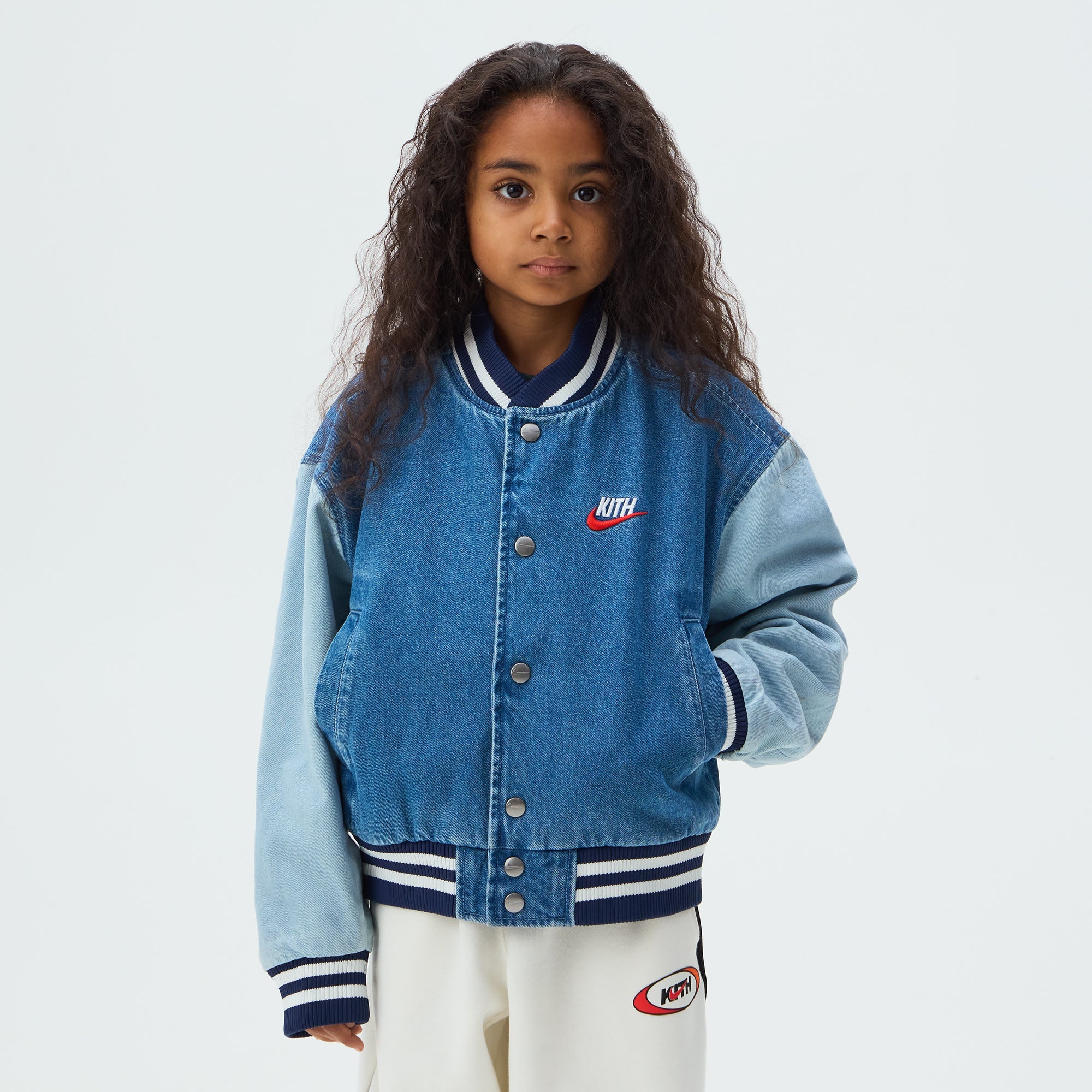 Kith Kids for Nike Denim Varsity Jacket - Mystic Navy - Image 2