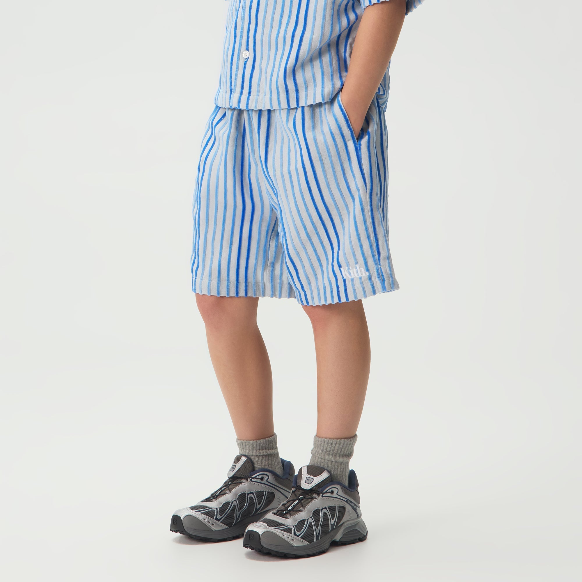 Kith Kids Chenille Stripe Thompson II Camp Short - Cornflower - Image 2