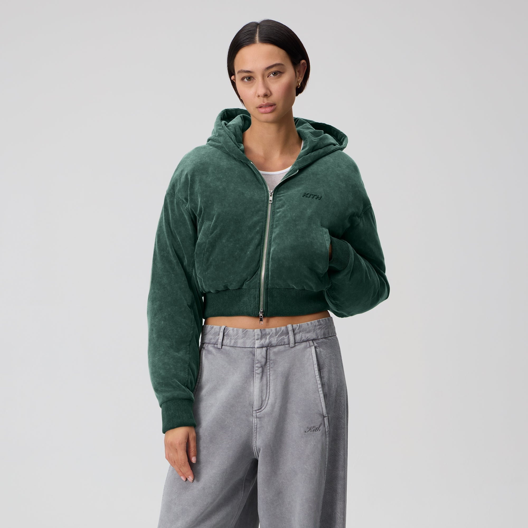 Kith Women Bex Cropped Sueded Jersey Puffer - Montane - Image 2