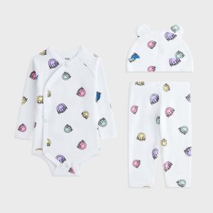 Kith Baby Printed Ribbed Bodysuit Set - White