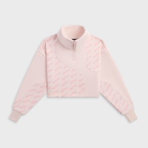 Kith Kids Blocked Monogram Cropped Jasper Quarter Zip - Perennial