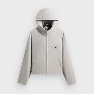 Kith Pinstripe Matteo Zip Up Hoodie - Light Heather Grey