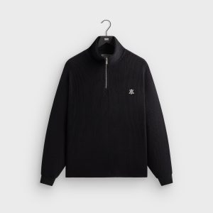 Kith Heavy Crepe Rib Knit Quarter Zip Nelson - Black