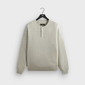 Kith Boucle Harmon Henley Sweater - Light Heather Grey