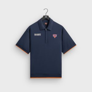 Kith for the New York Knicks Playoffs Zip Front Performance Knit Polo - Nocturnal