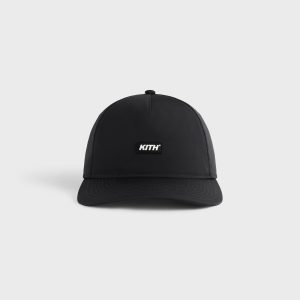 Kith Wrinkle Nylon Bay Low Pinch Crown Snapback - Black