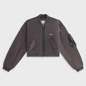 Kith Women Loren Sueded Cropped Bomber Jacket - Void