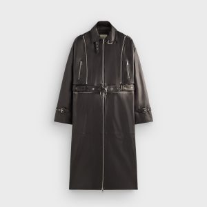 Lisa for Kith Women Hera Convertible Leather Coat - Black
