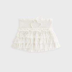 Lisa for Kith Women Mariko Mesh Ruffle Mini Skirt - White