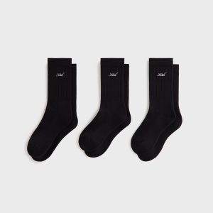 Kith Women Script Classic 3 Pack Crew Socks - Black