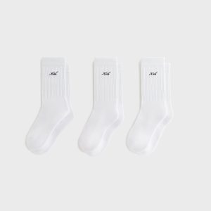 Kith Women Script Classic 3 Pack Crew Socks - White