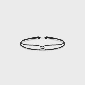 Le Gramme Polished Sterling Silver Entrelacs Cord Bracelet - Black