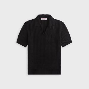 Orlebar Brown Swift Knitted Crochet Polo Shirt - Black