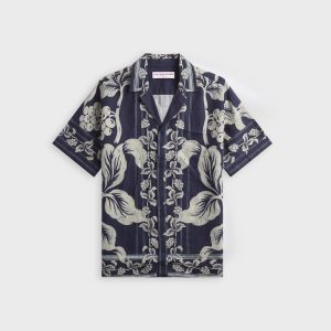 Orlebar Brown Maitan Linen Petralis Garland Shirt - Night Iris