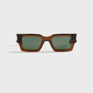 Saint Laurent SL 572 Resin Sunglasses - Brown / Green