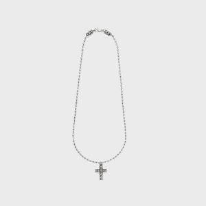 Emanuele Bicocchi Beaded Chain with Notre Dame Cross - Silver