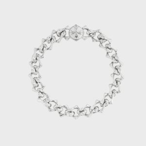 Emanuele Bicocchi Sharp Chain Logo Bracelet - Silver
