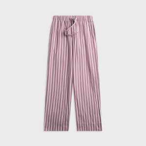 Tekla Rhubarb Stripes Poplin Pyjama Pant - Red / White / Yellow