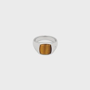Tom Wood Kay Ring Tiger Eye 58 - Silver