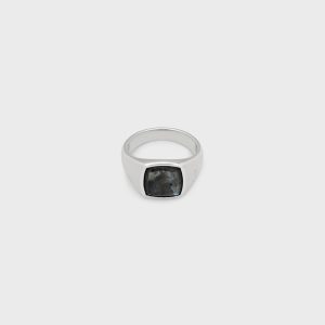 Tom Wood Kay Ring Larvikite 58 - Silver