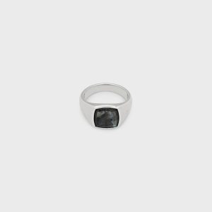 Tom Wood Kay Ring Larvikite 60 - Silver