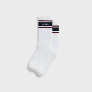 Kith Ivy for Wilson Stripe Logo Crew Socks - White / Port Royal